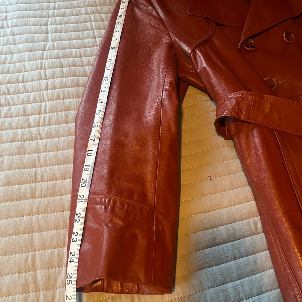 Sears Brown Leather Trench Coat - Picture 8 of 10